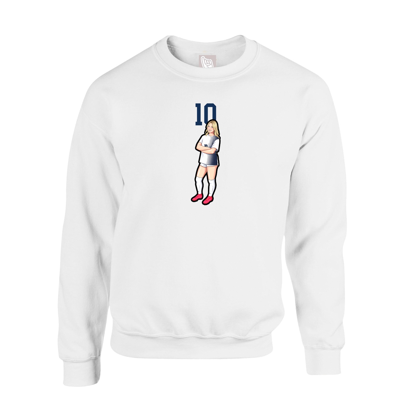 Fleece Crew — Number Top in White