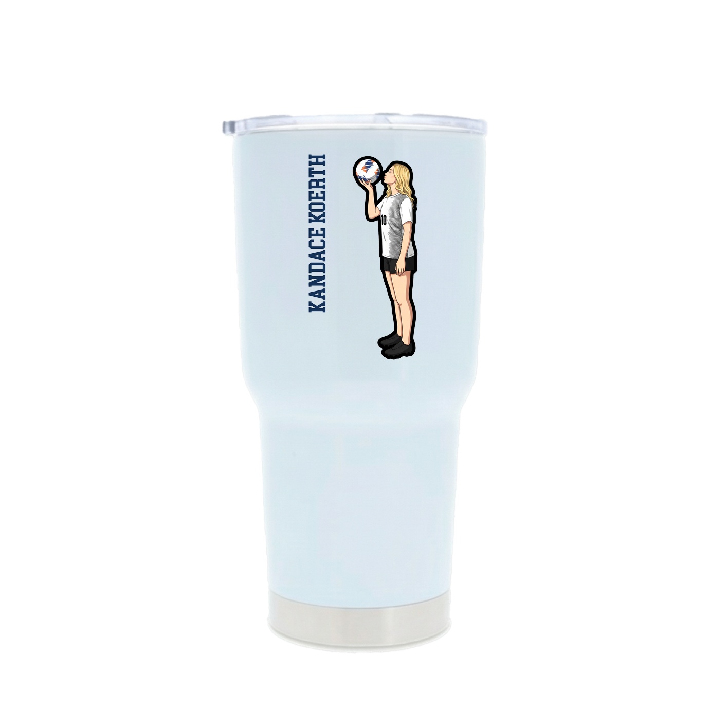 30oz Stainless Steel Tumbler — Name Vertical in White
