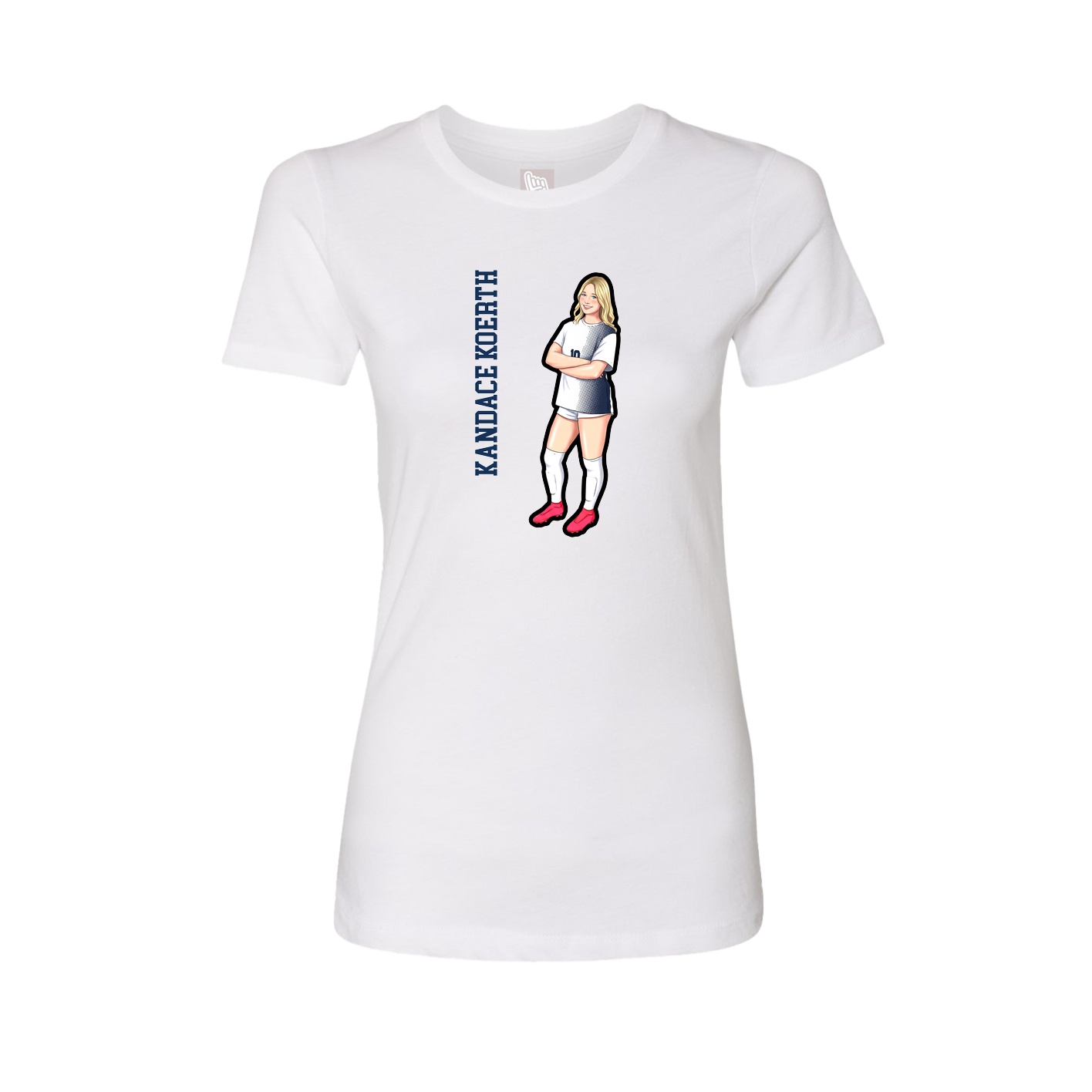 Fitted Women's Tee — Name Vertical in White