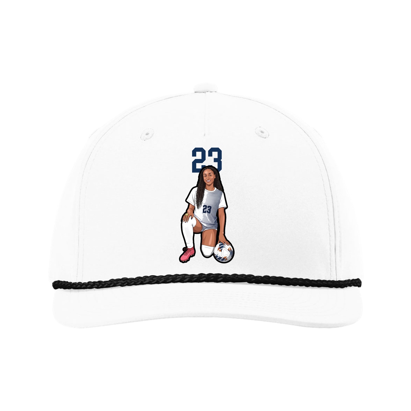Five-Panel Classic Rope Cap — Number Top in White