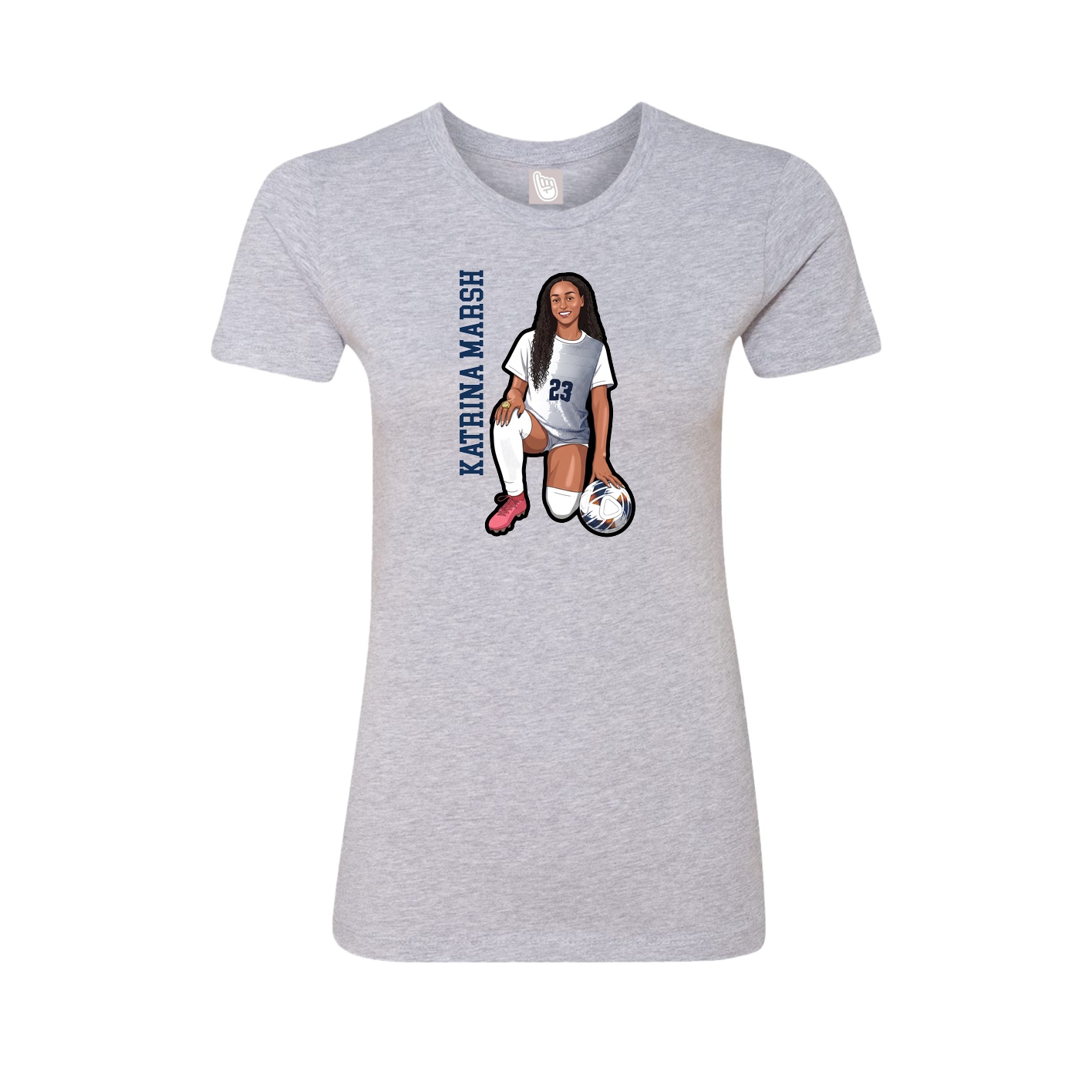 Womens Tee — Name Vertical in Grey