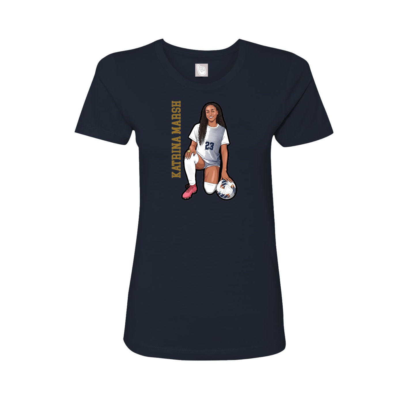 Fitted Women's Tee — Name Vertical in Navy