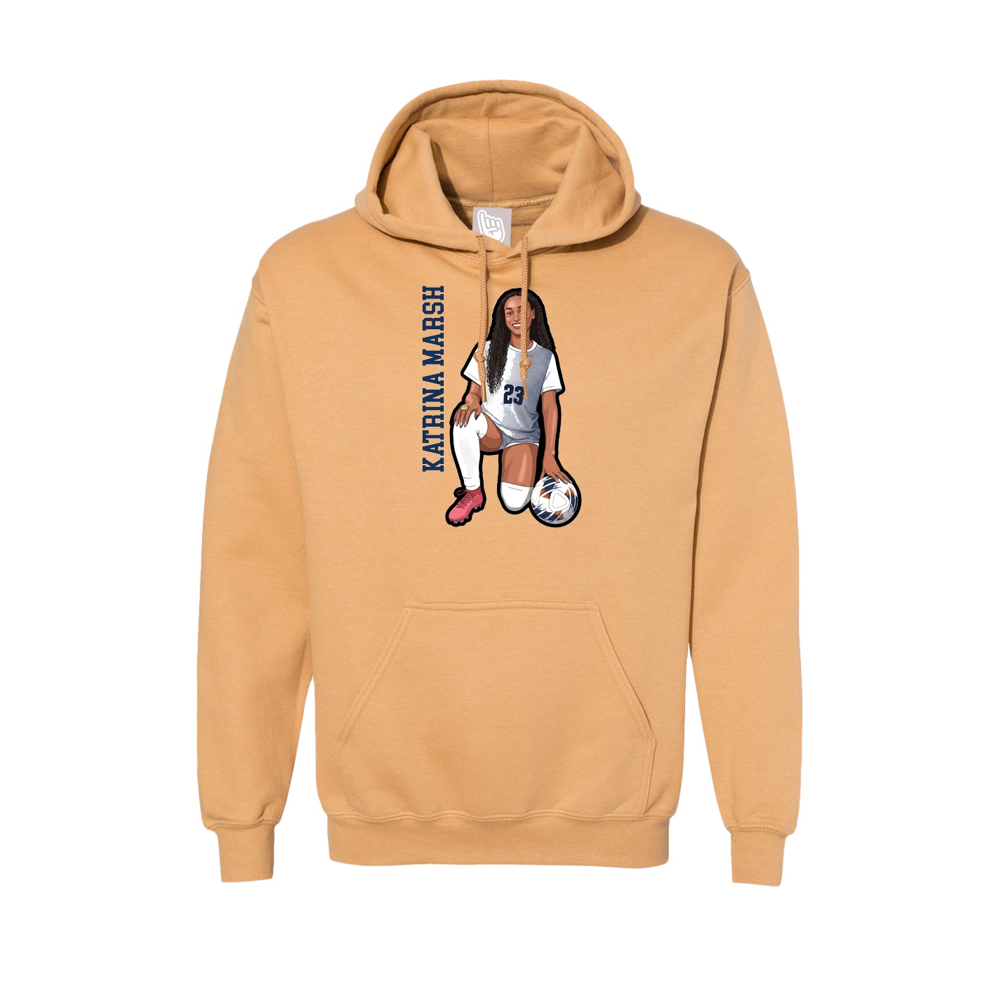 Hoodie — Name Vertical in Vegas Gold