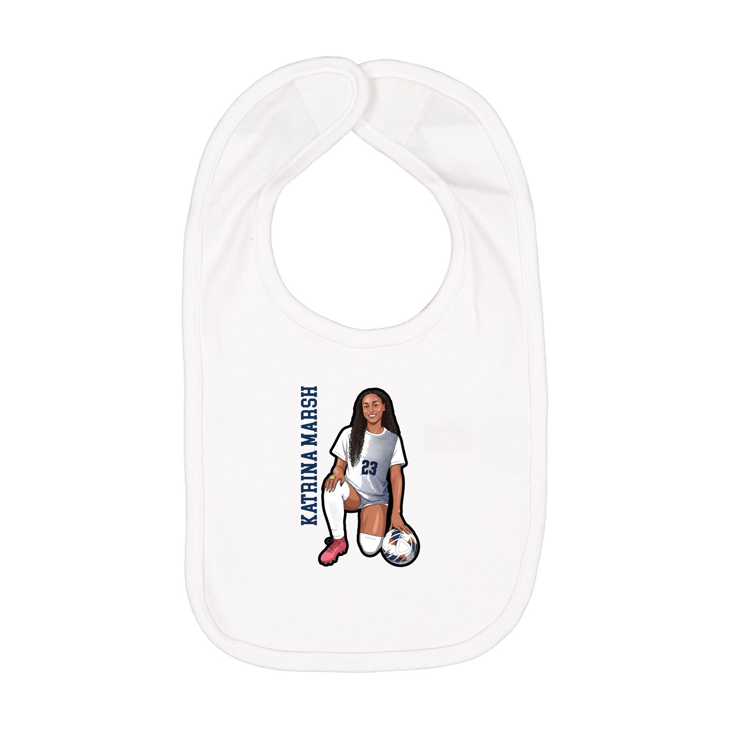 Infant Bib — Name Vertical in White