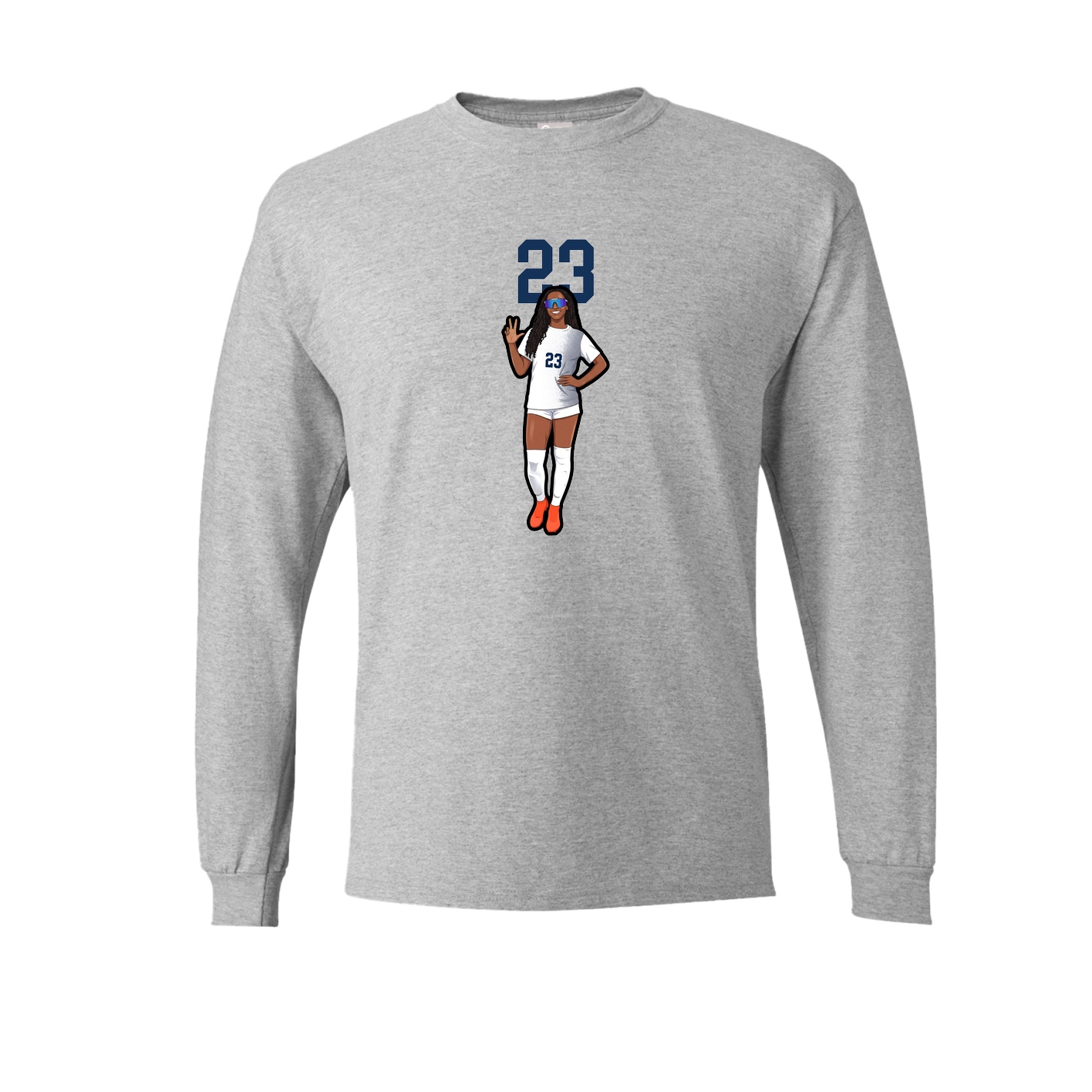 Long Sleeve Tee — Number Top in Grey