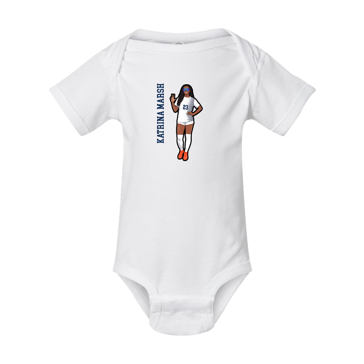 Baby Onesie — Name Vertical in White
