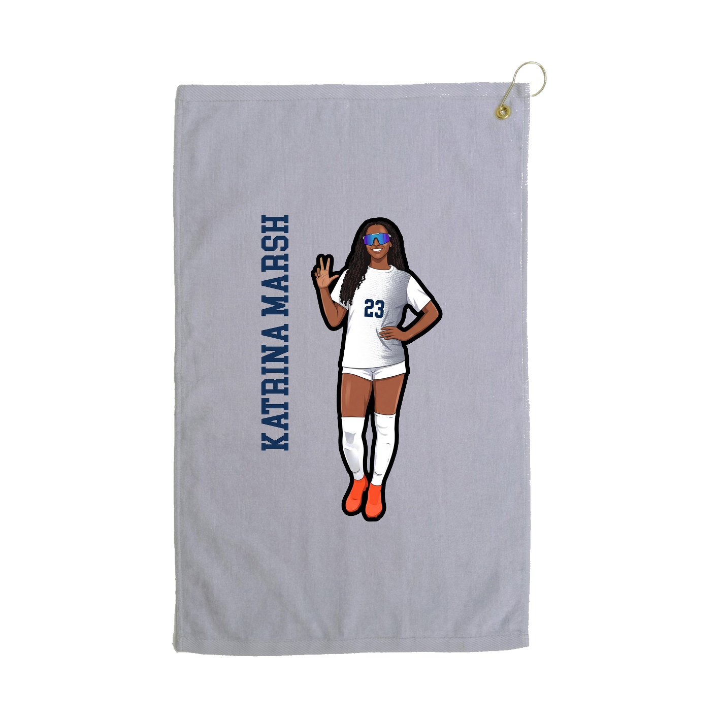 Golf Towel — Name Vertical in Grey