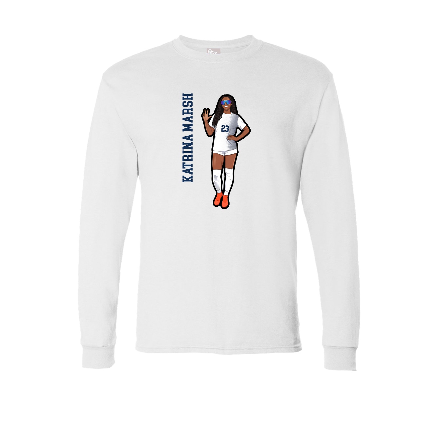 Long Sleeve Tee — Name Vertical in White
