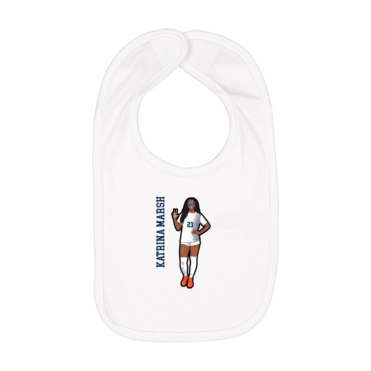 Infant Bib — Name Vertical in White