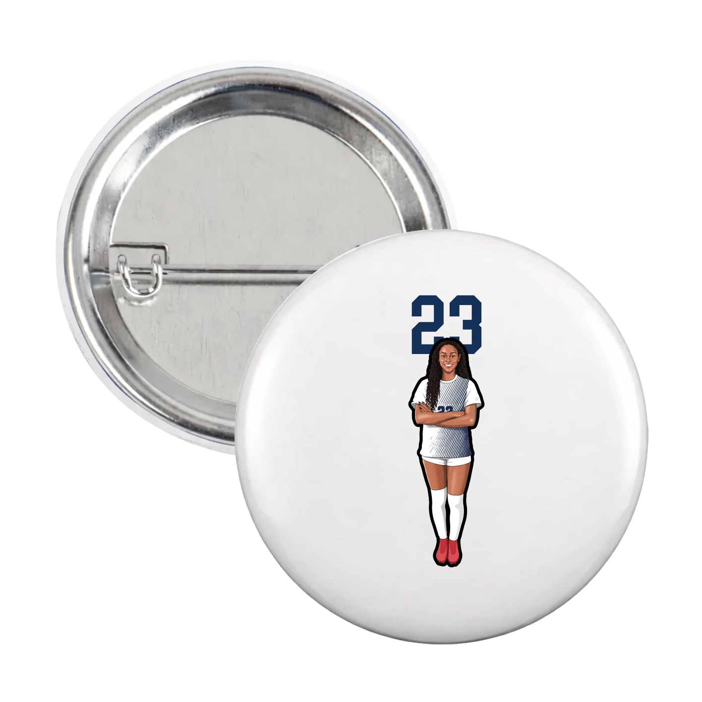 Game Day Button — Number Top in White