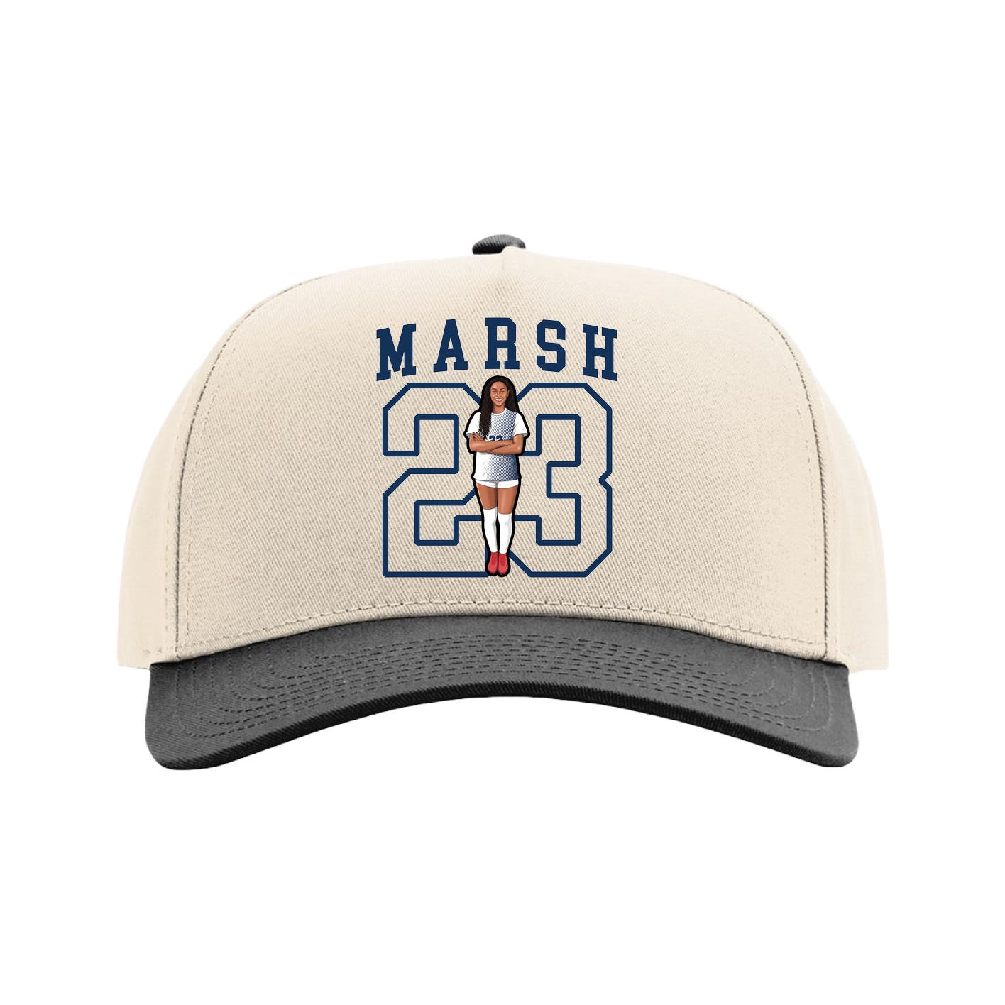 Full Fabric Five-Panel Champ Cap — Shirsey in Cream/Black