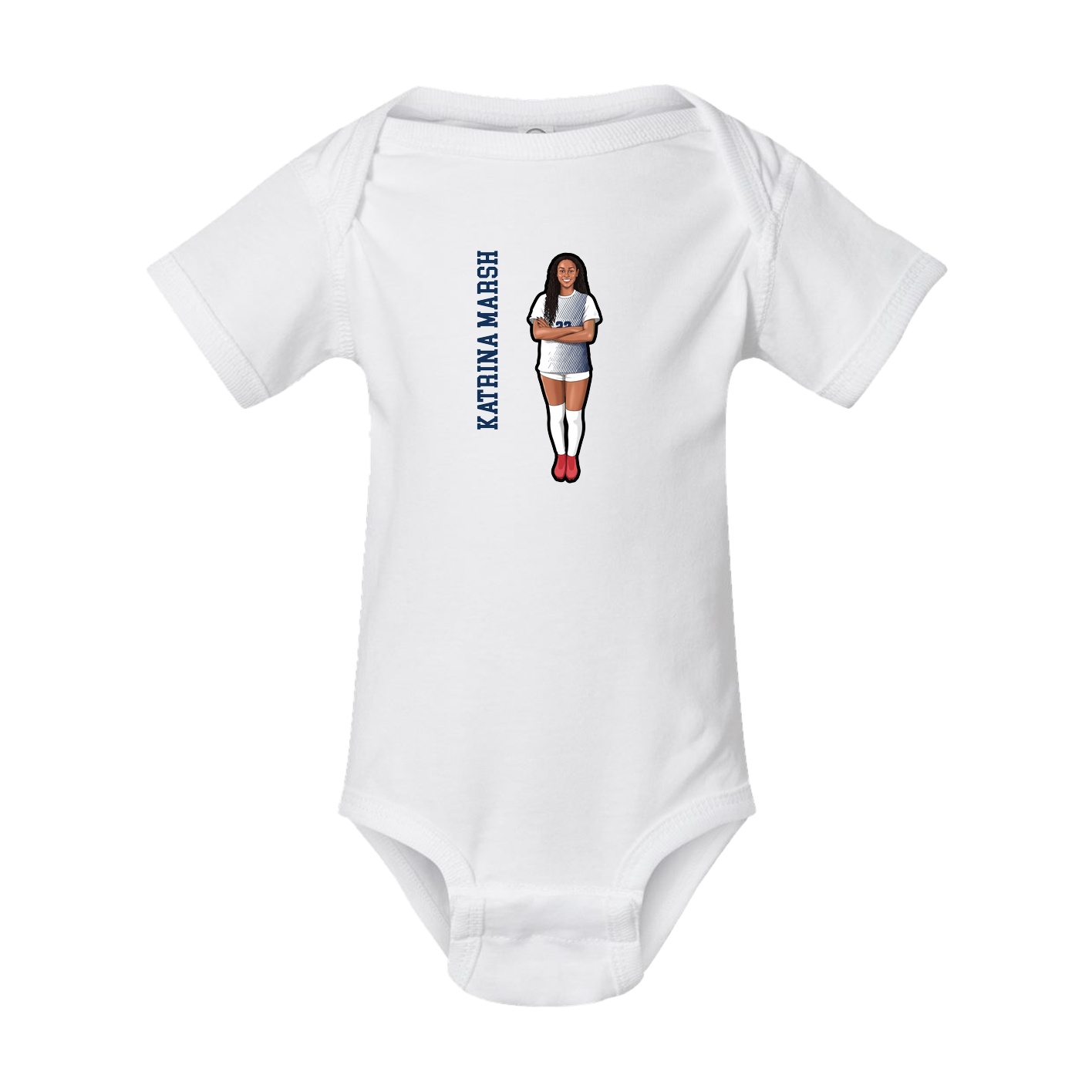 Baby Onesie — Name Vertical in White