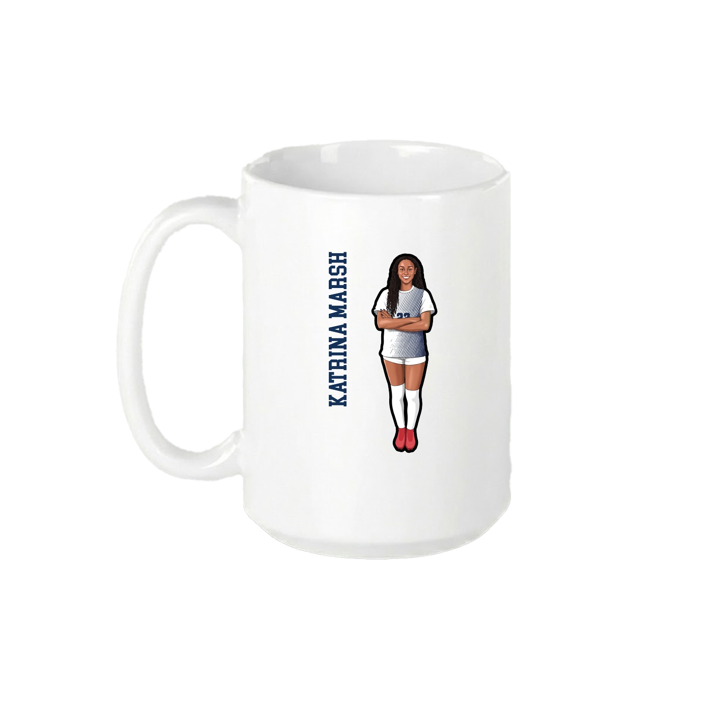 15oz Coffee Mug — Name Vertical in White