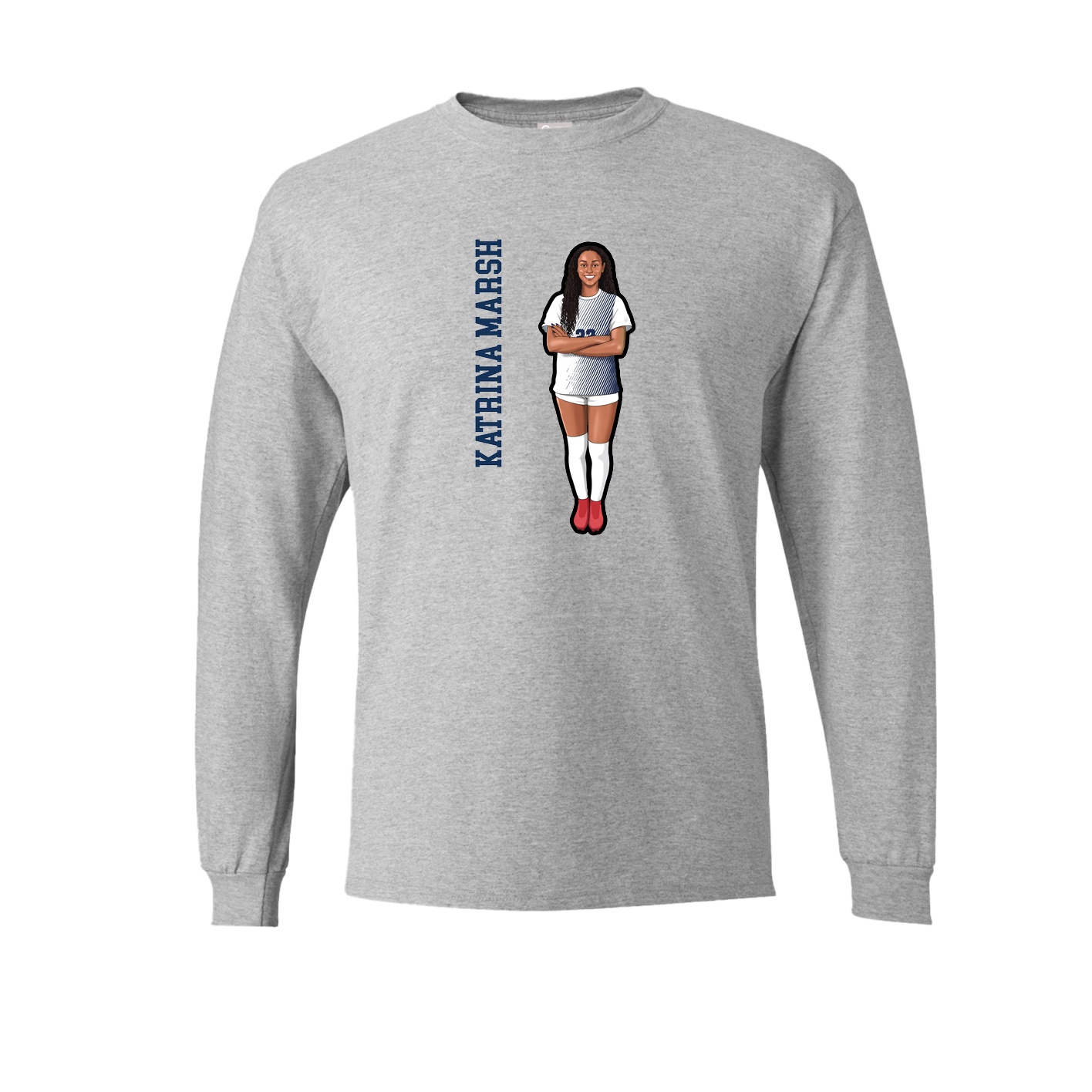 Long Sleeve Tee — Name Vertical in Grey
