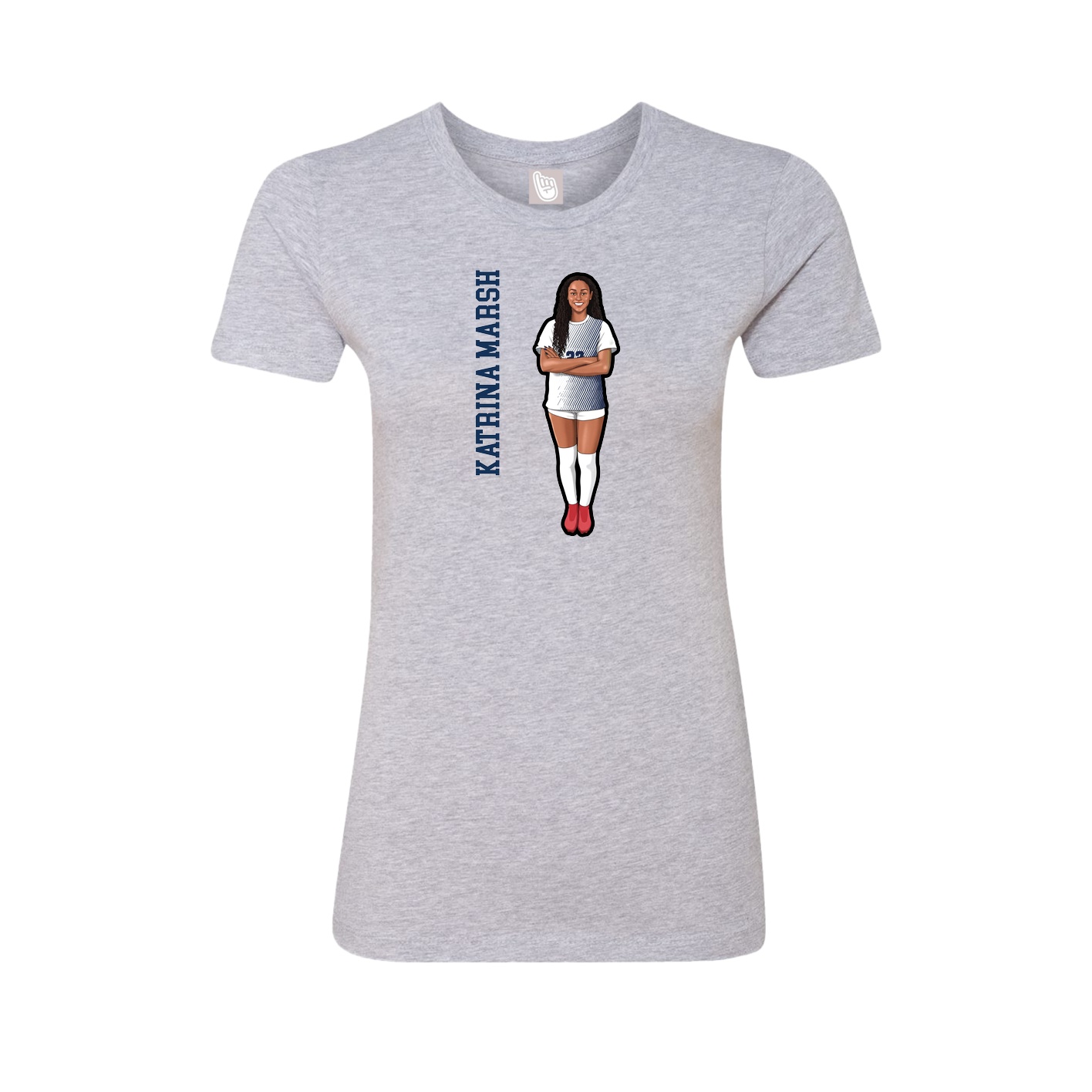 Womens Tee — Name Vertical in Grey