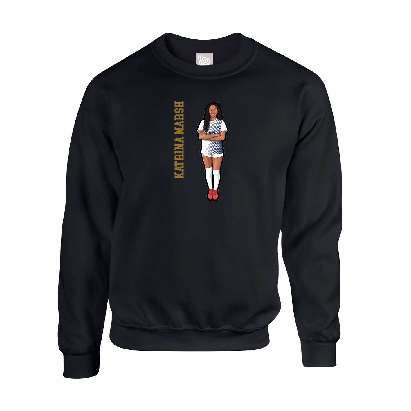 Fleece Crew — Name Vertical in Black