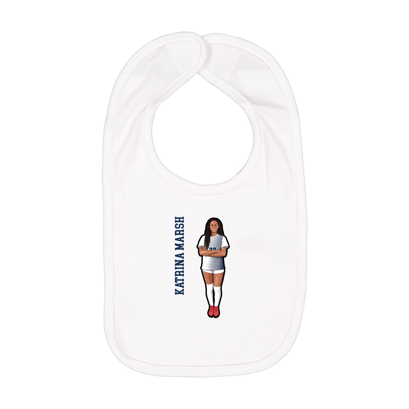 Infant Bib — Name Vertical in White