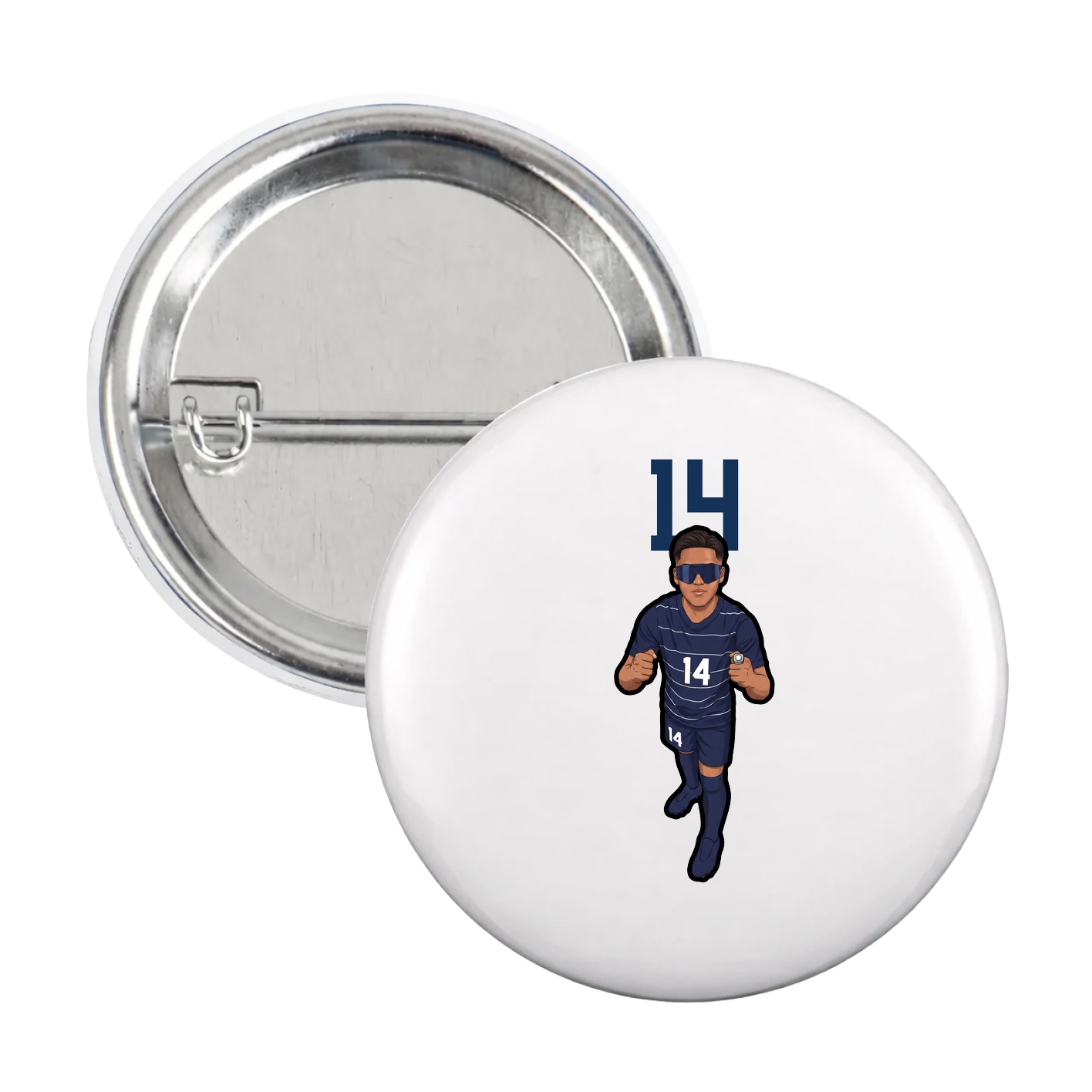 Game Day Button — Number Top in White
