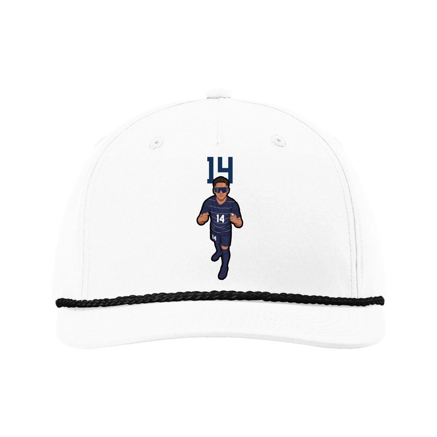 Five-Panel Classic Rope Cap — Number Top in White