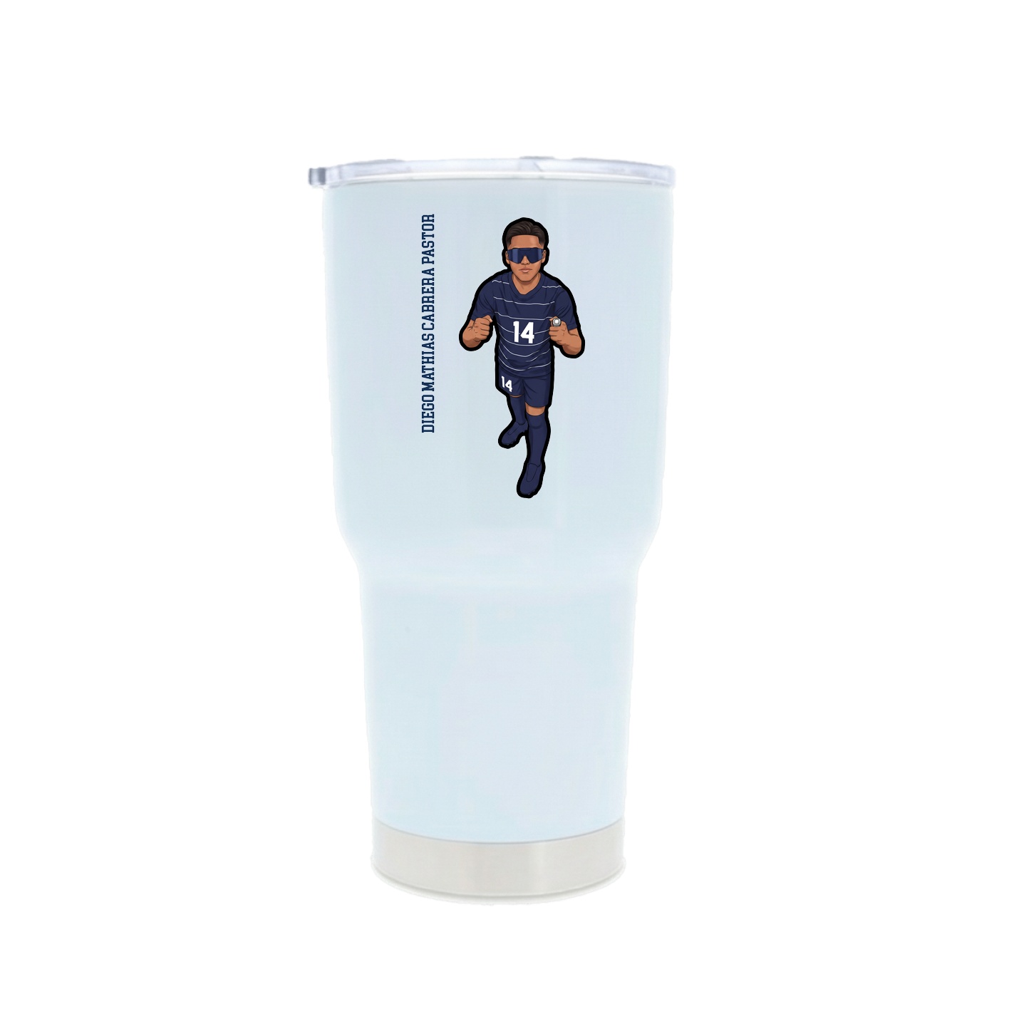 30oz Stainless Steel Tumbler — Name Vertical in White