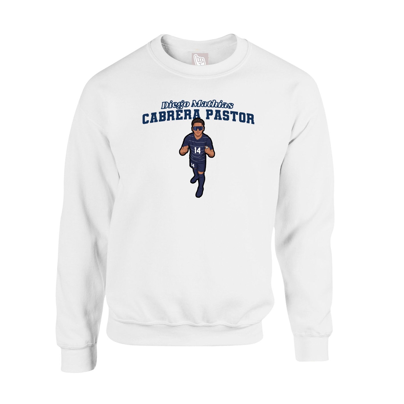 Fleece Crew — Name Arch in White