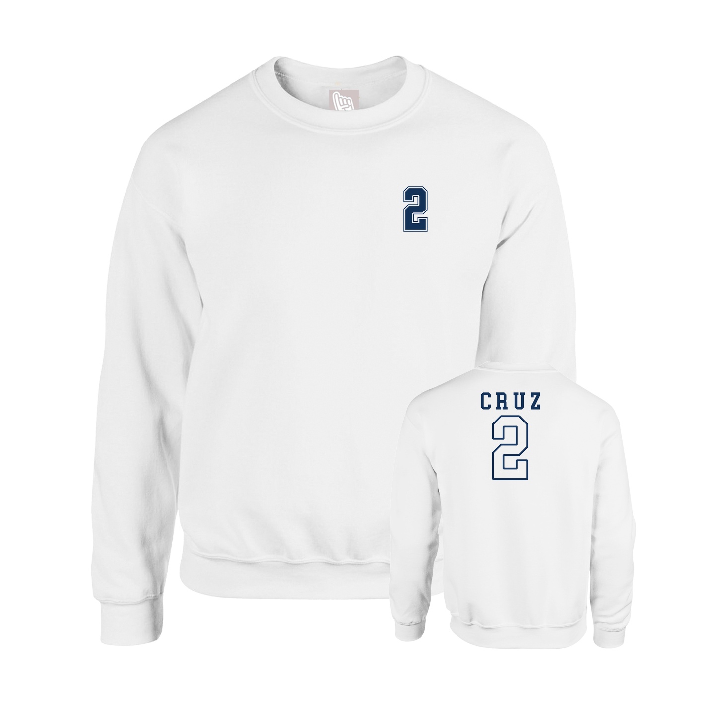 Fleece Crew — Chest Back in White