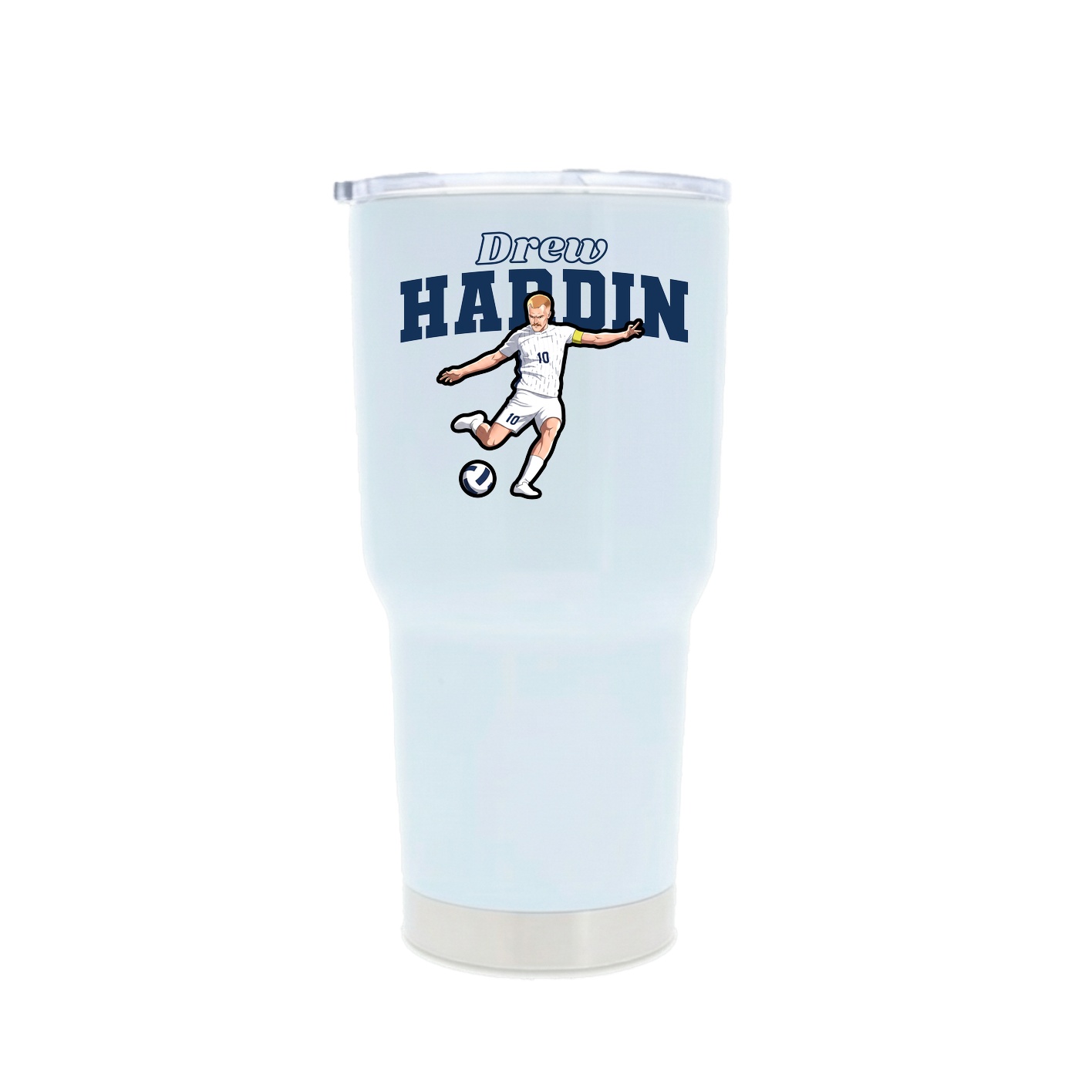 30oz Stainless Steel Tumbler — Name Arch in White