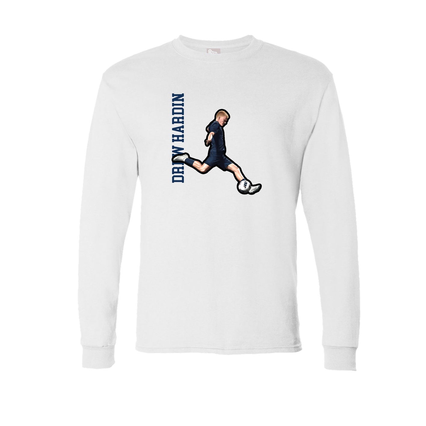 Long Sleeve Tee — Name Vertical in White