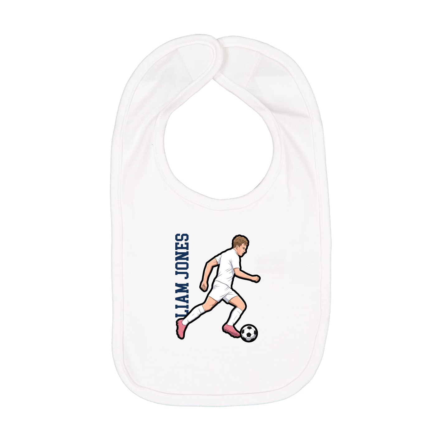 Infant Bib — Name Vertical in White