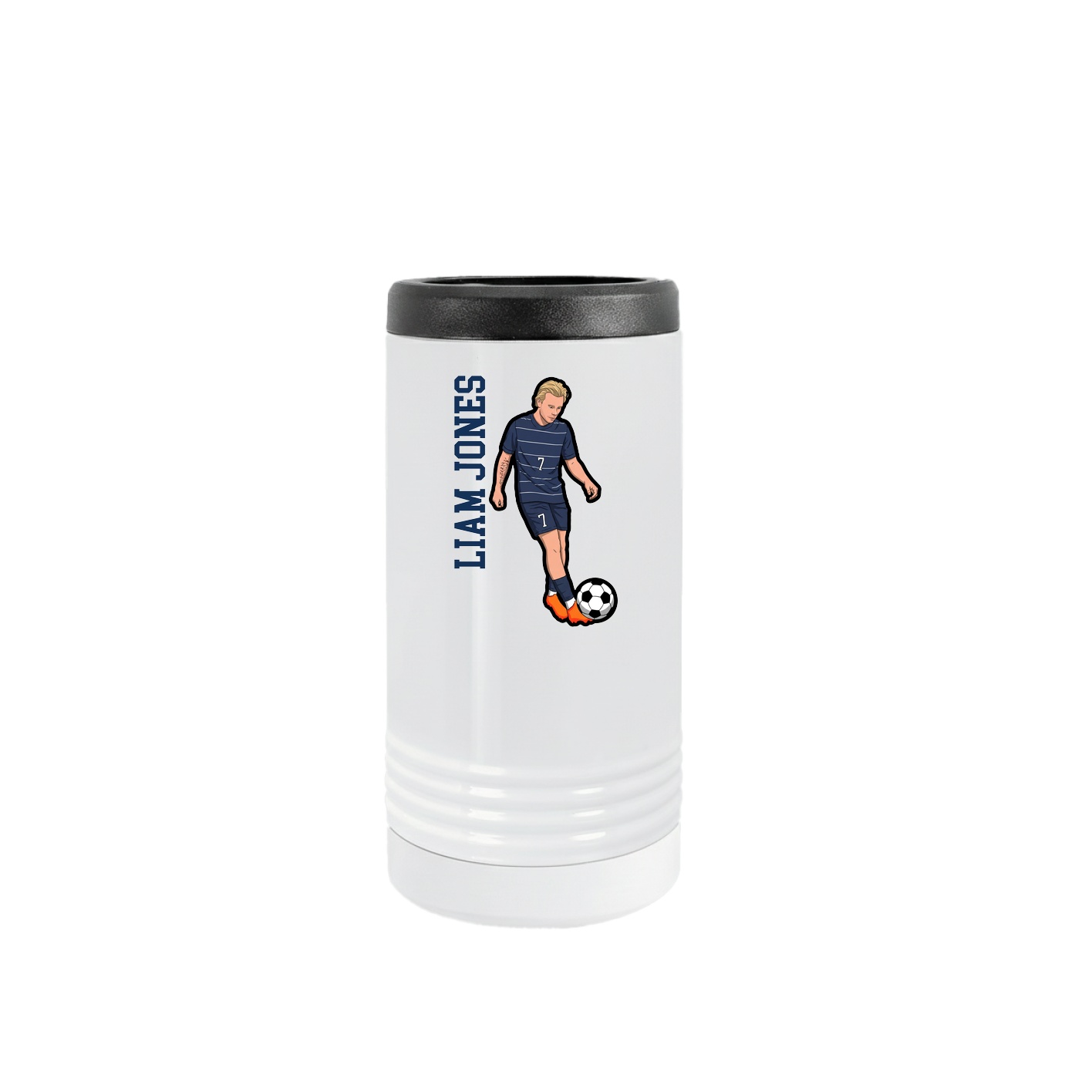Slim Beverage Holder — Name Vertical in White