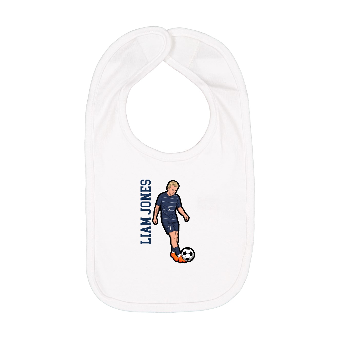 Infant Bib — Name Vertical in White