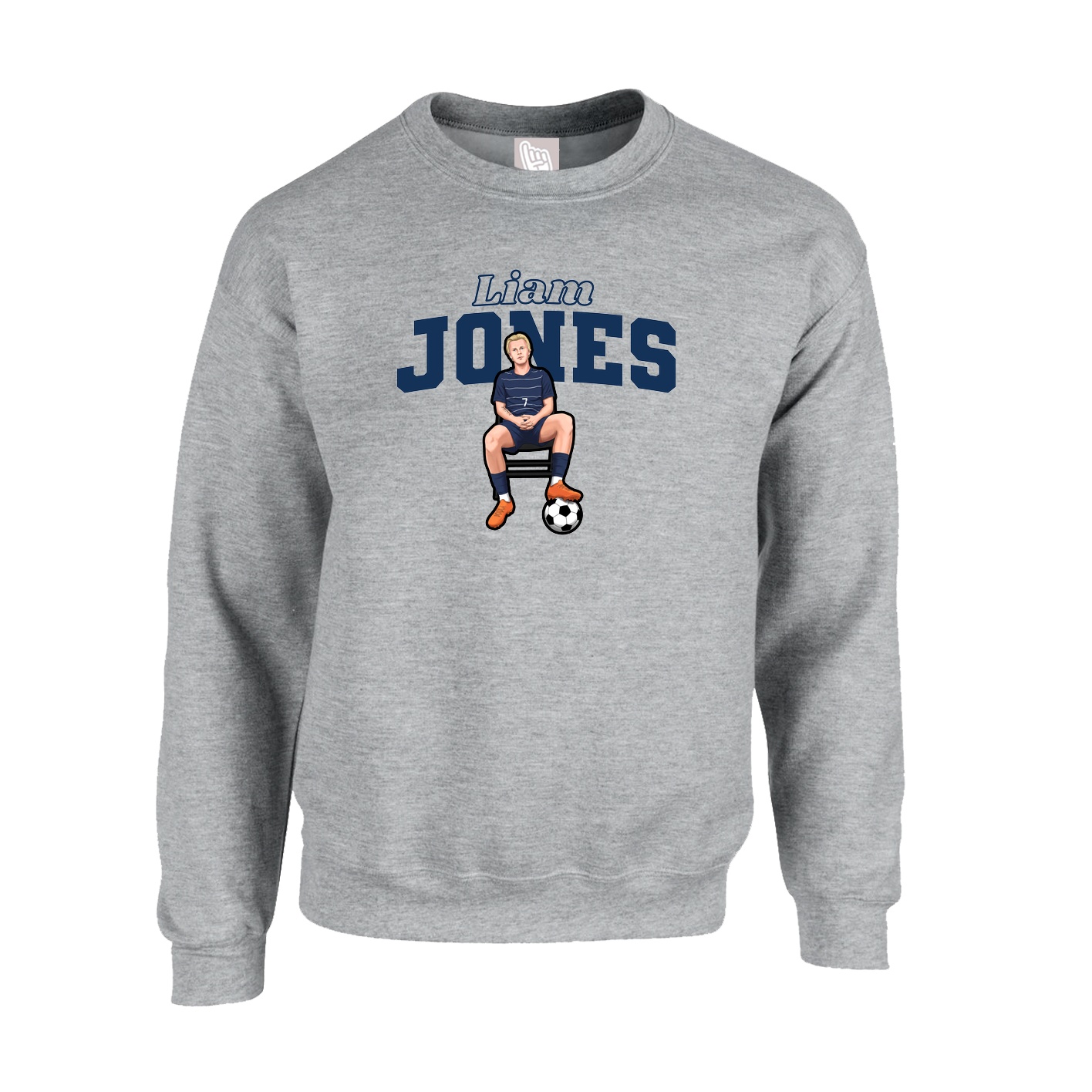 Fleece Crew — Name Arch in Grey