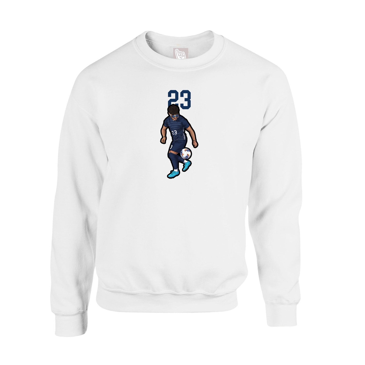 Fleece Crew — Number Top in White