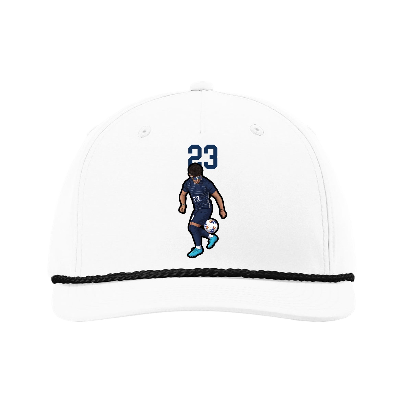 Five-Panel Classic Rope Cap — Number Top in White