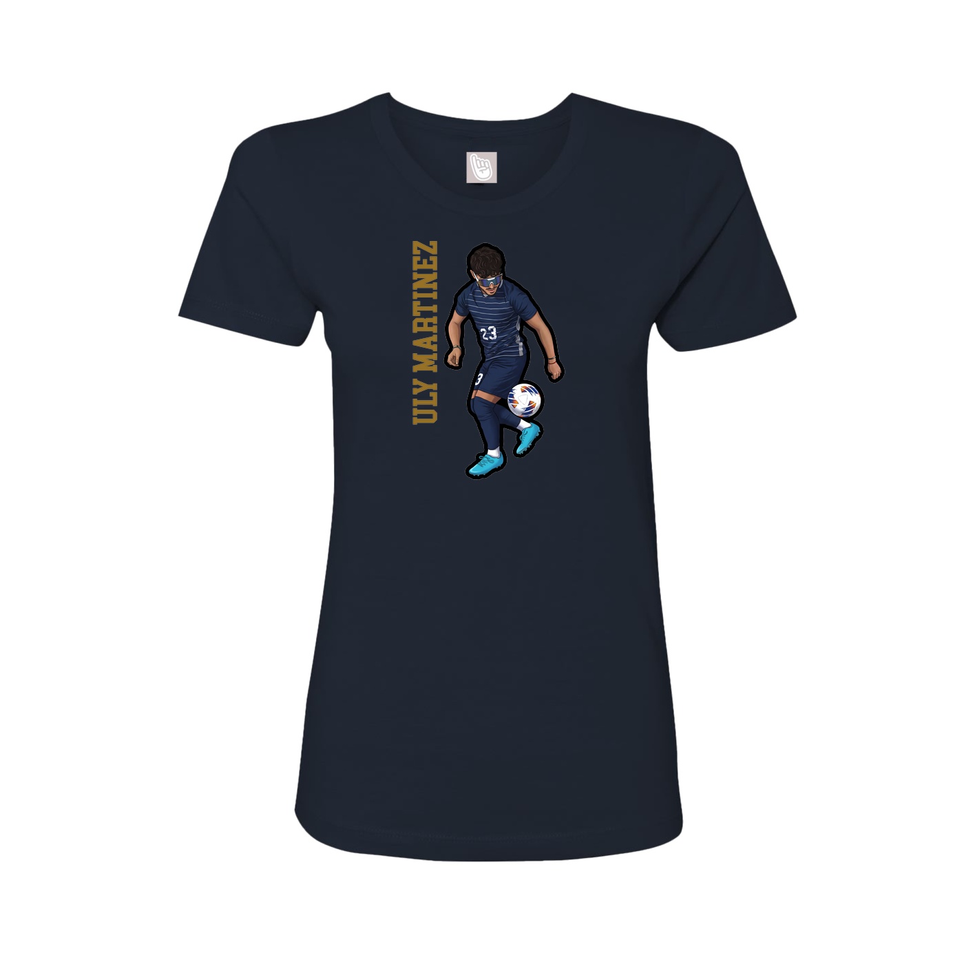 Fitted Women's Tee — Name Vertical in Navy