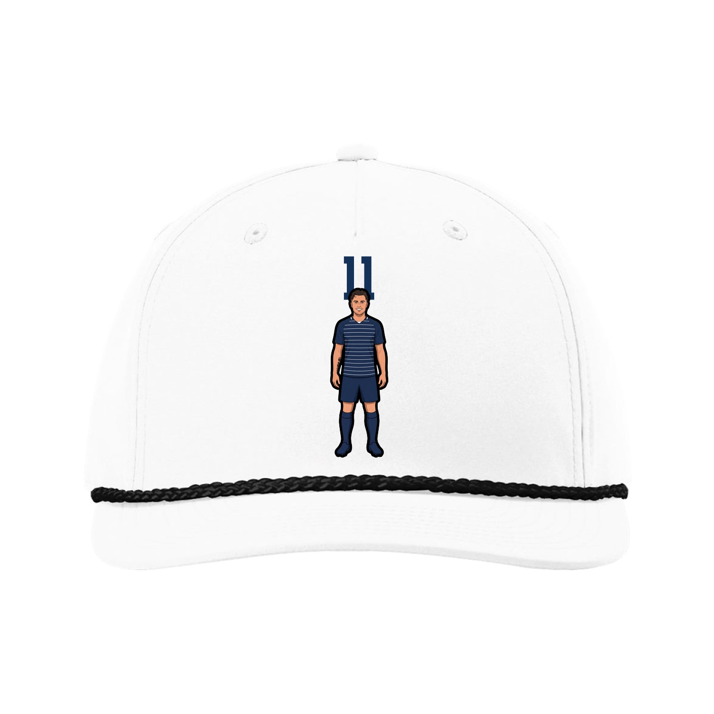 Five-Panel Classic Rope Cap — Number Top in White