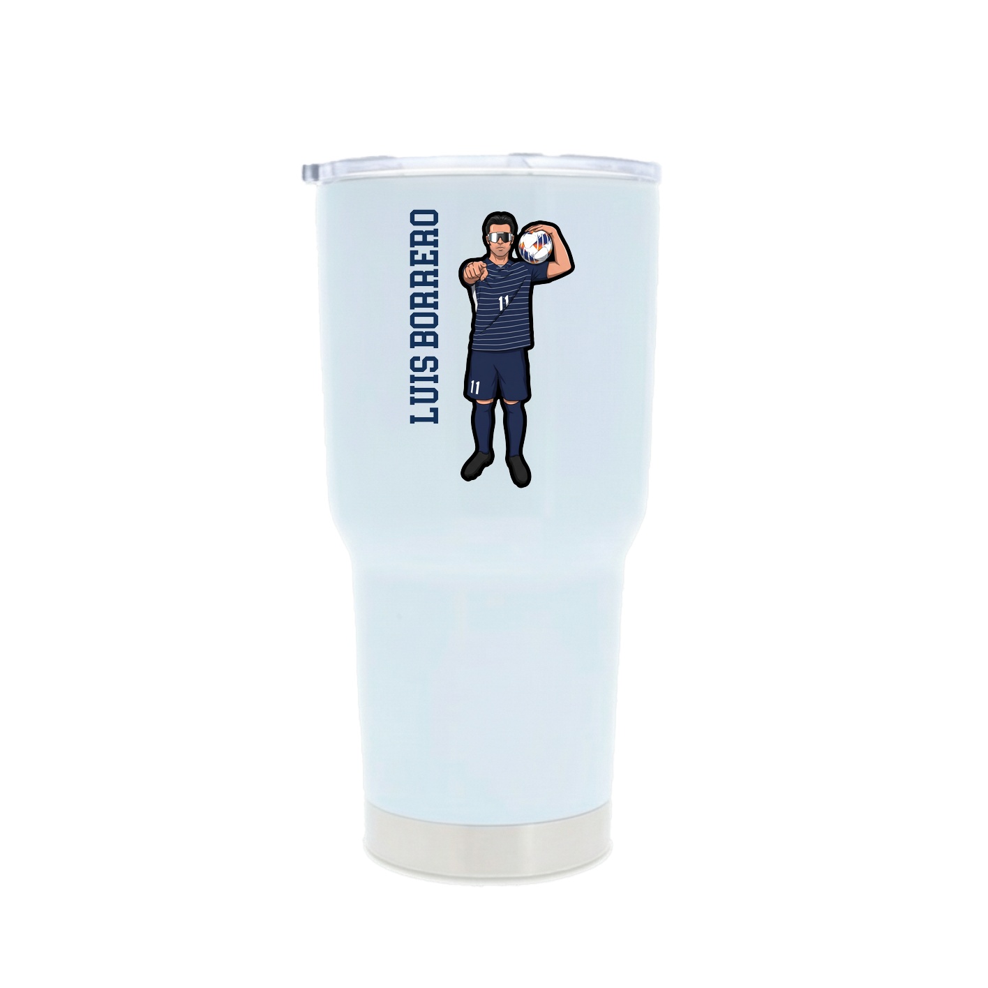 30oz Stainless Steel Tumbler — Name Vertical in White