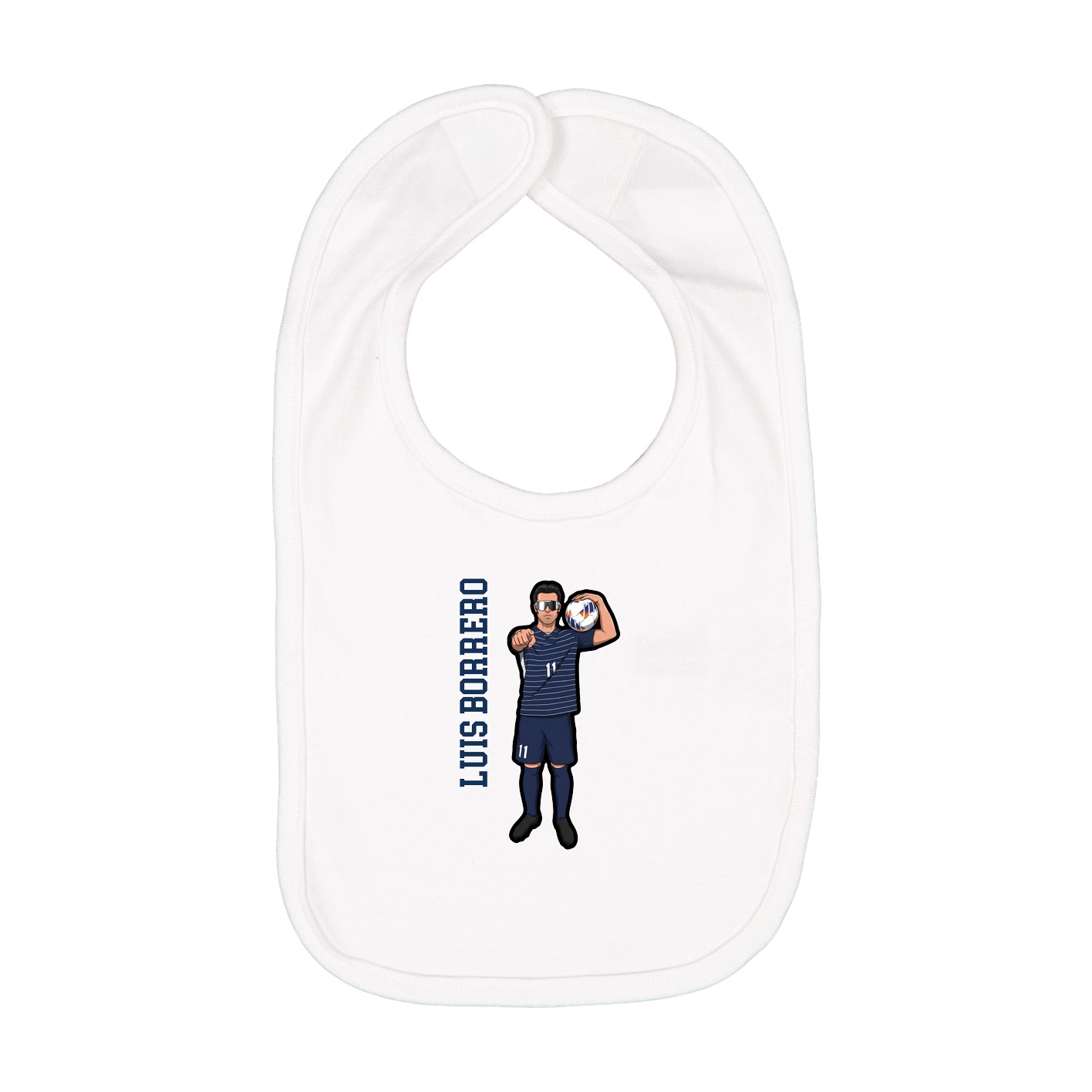 Infant Bib — Name Vertical in White