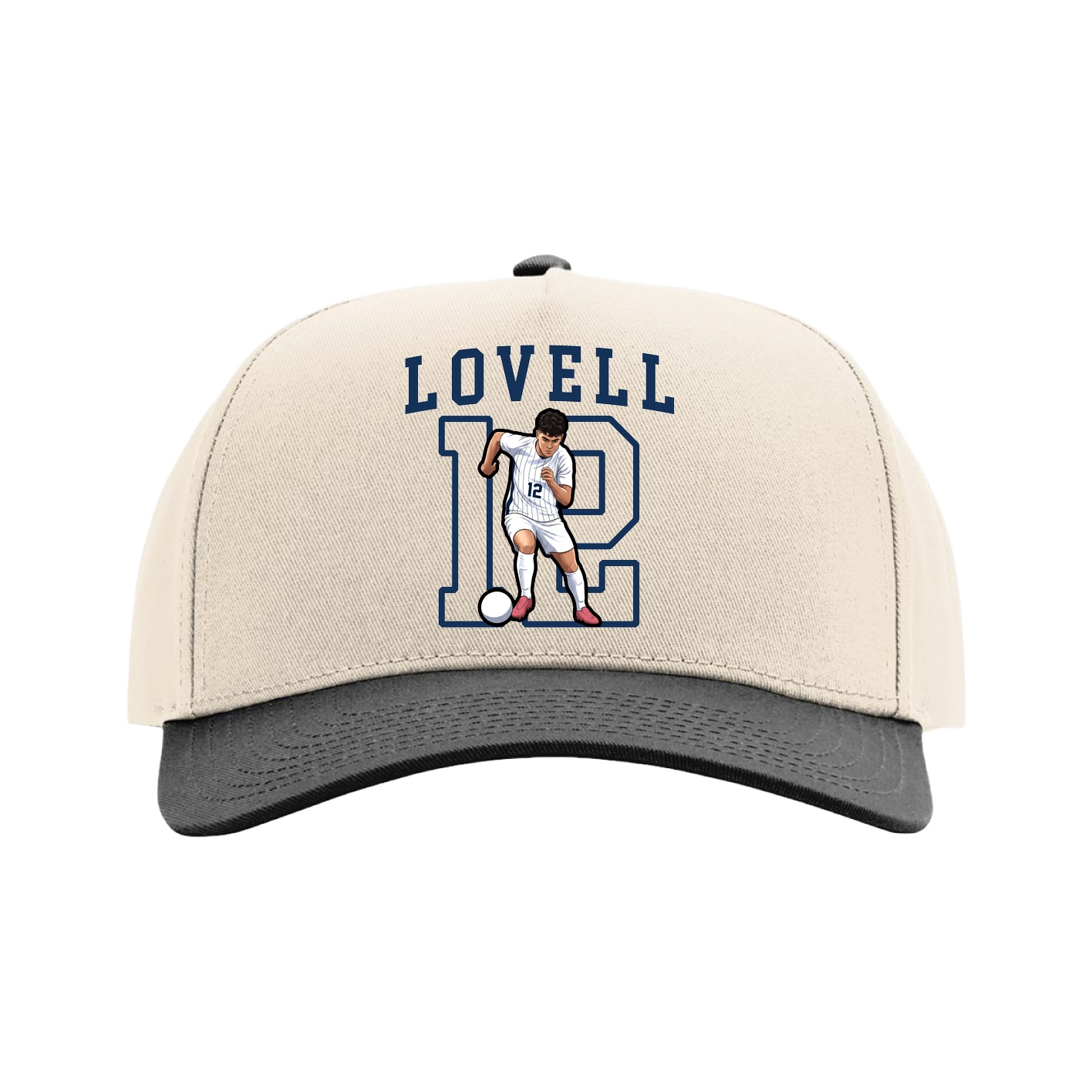 Full Fabric Five-Panel Champ Cap — Shirsey in Cream/Black