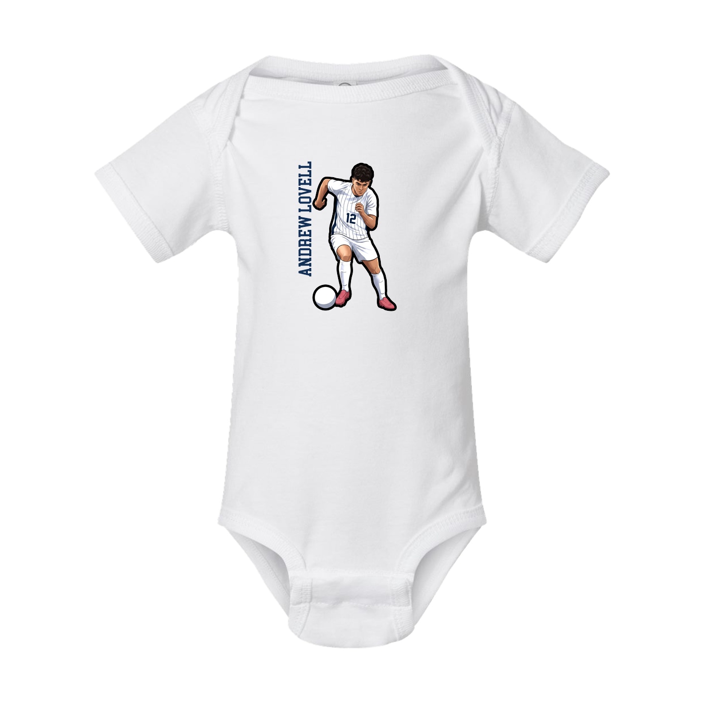 Baby Onesie — Name Vertical in White