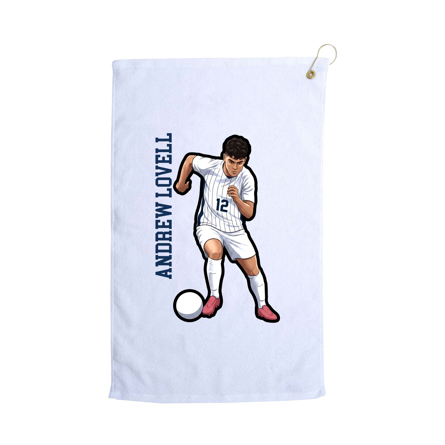 Golf Towel — Name Vertical in White