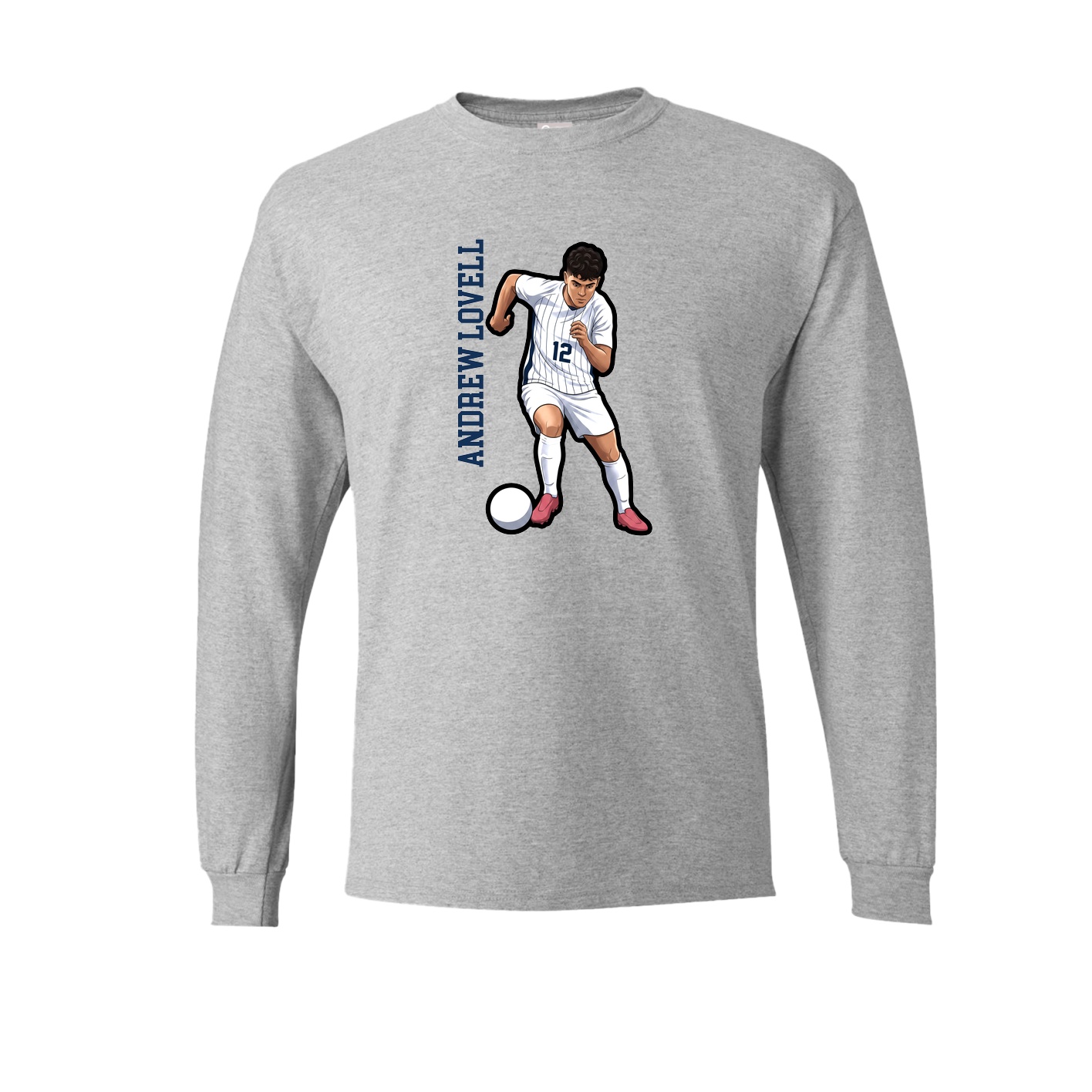 Long Sleeve Tee — Name Vertical in Grey