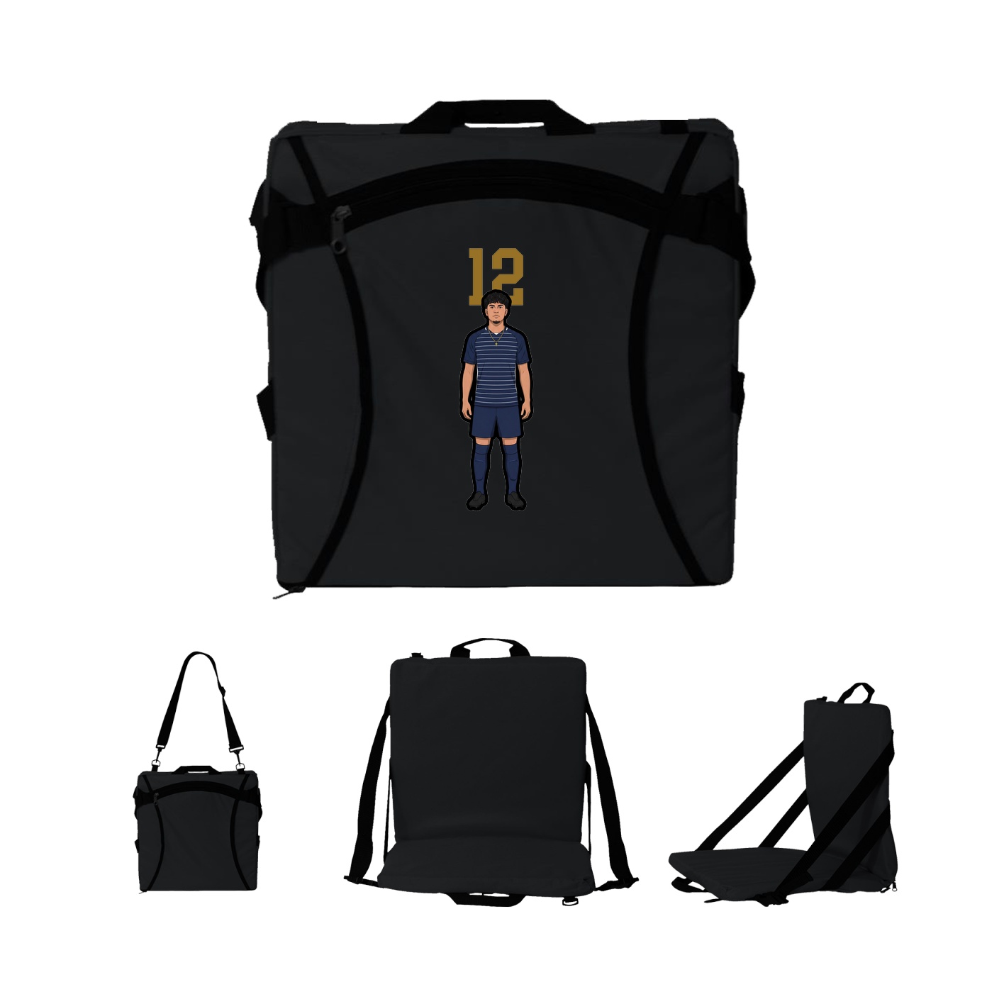 Folding Stadium Seat — Number Top in Black