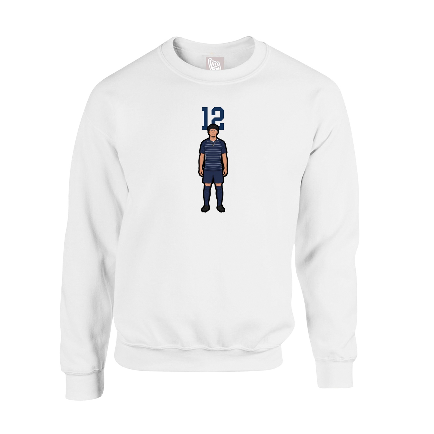 Fleece Crew — Number Top in White
