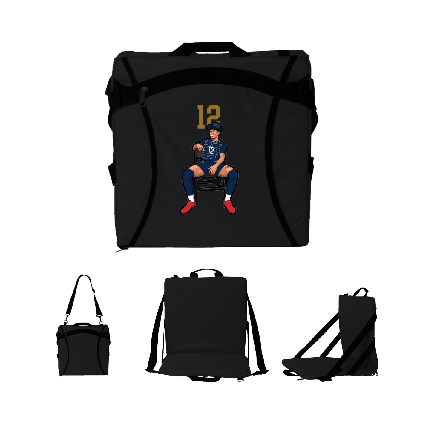 Folding Stadium Seat — Number Top in Black