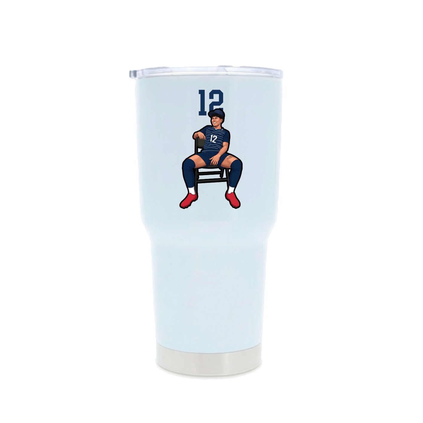 30oz Stainless Steel Tumbler — Number Top in White
