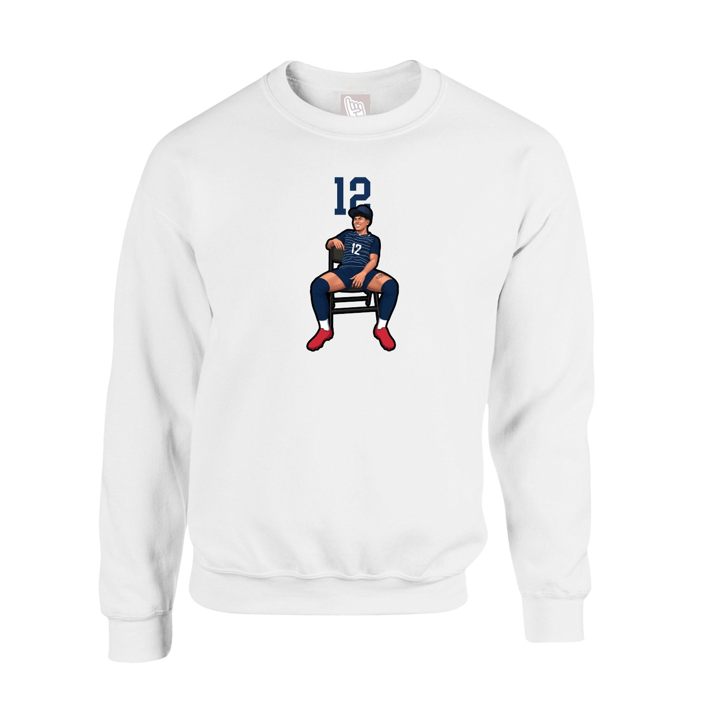 Fleece Crew — Number Top in White