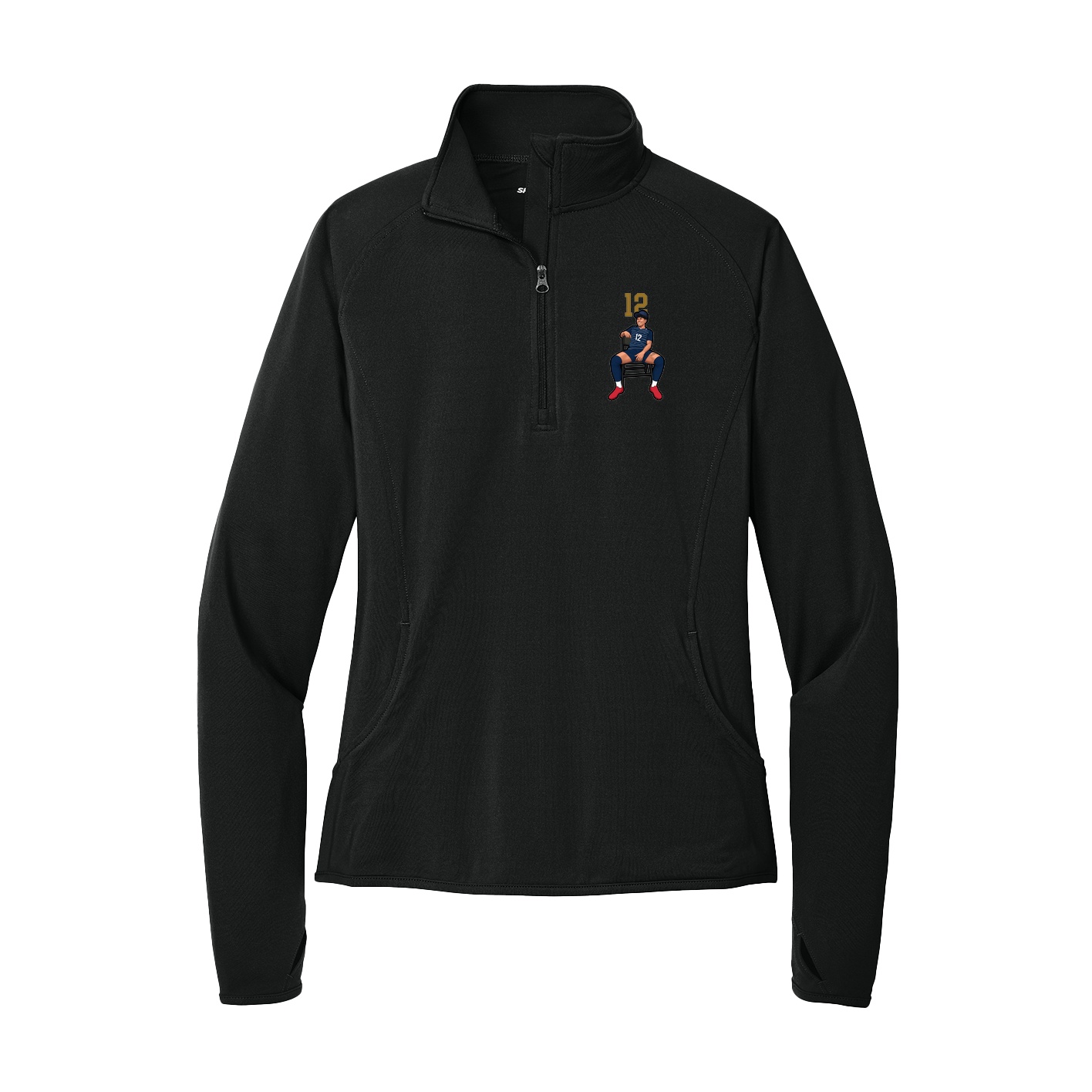Women's Q-Zip Pullover — Number Top in Black