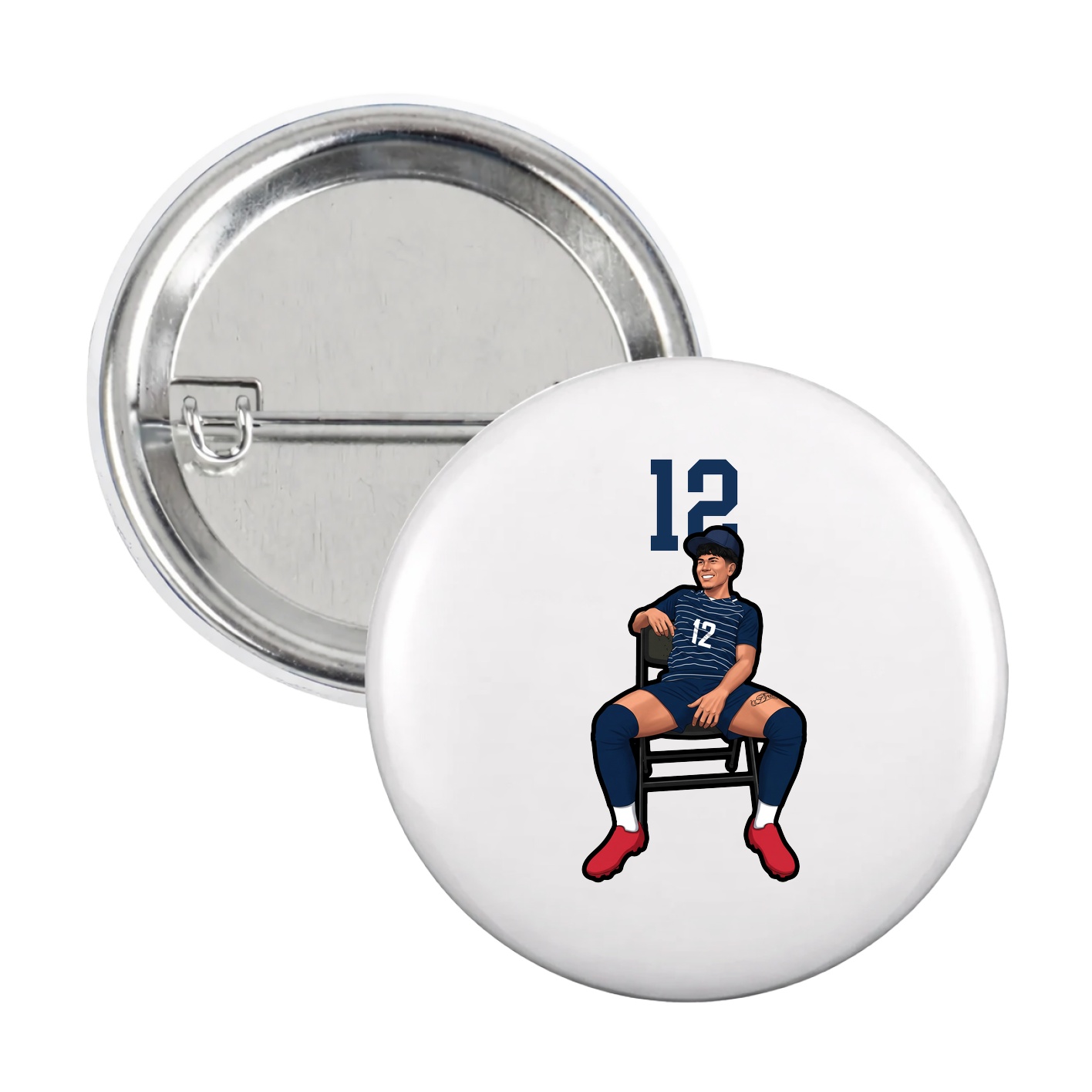 Game Day Button — Number Top in White