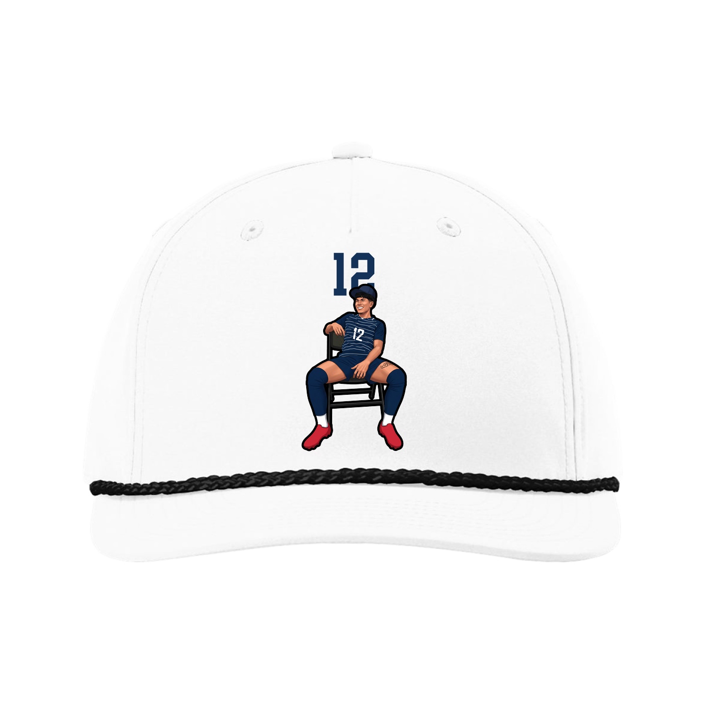 Five-Panel Classic Rope Cap — Number Top in White